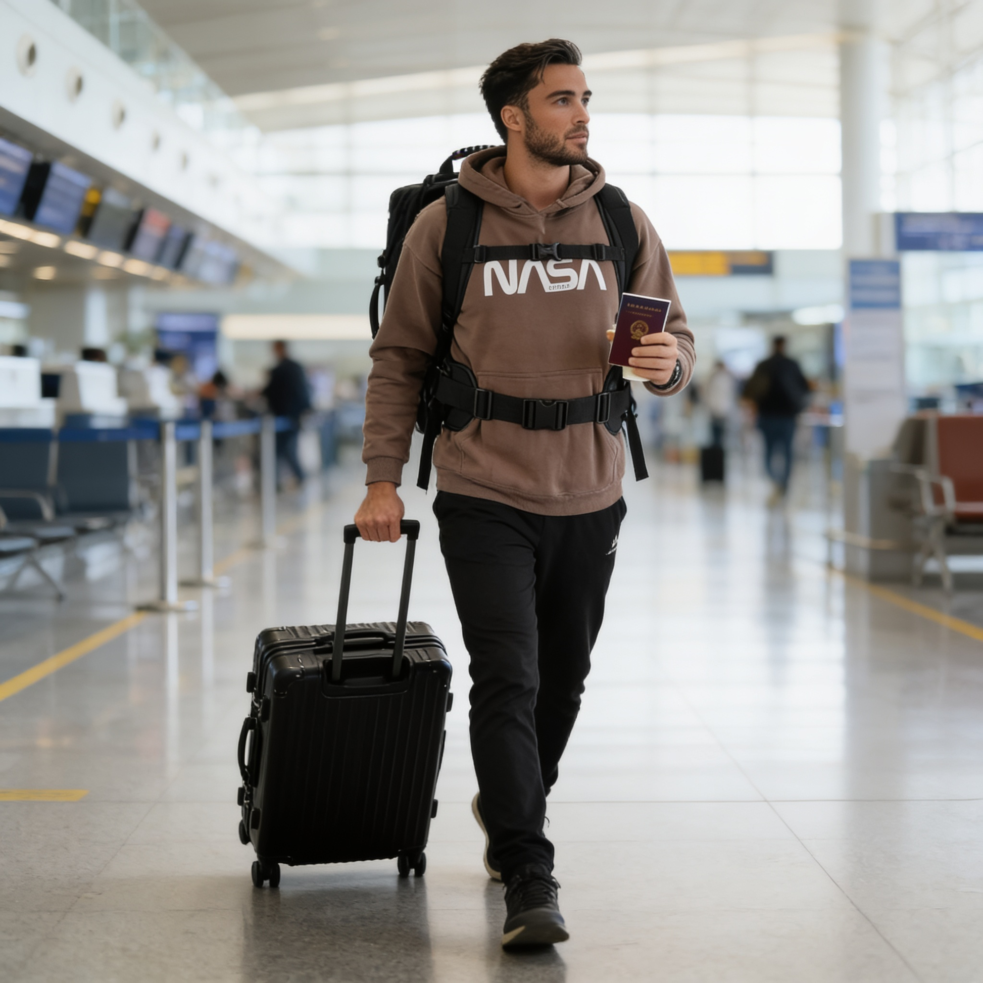 WAYVE Harness folded flat — packs inside your suitcase between trips